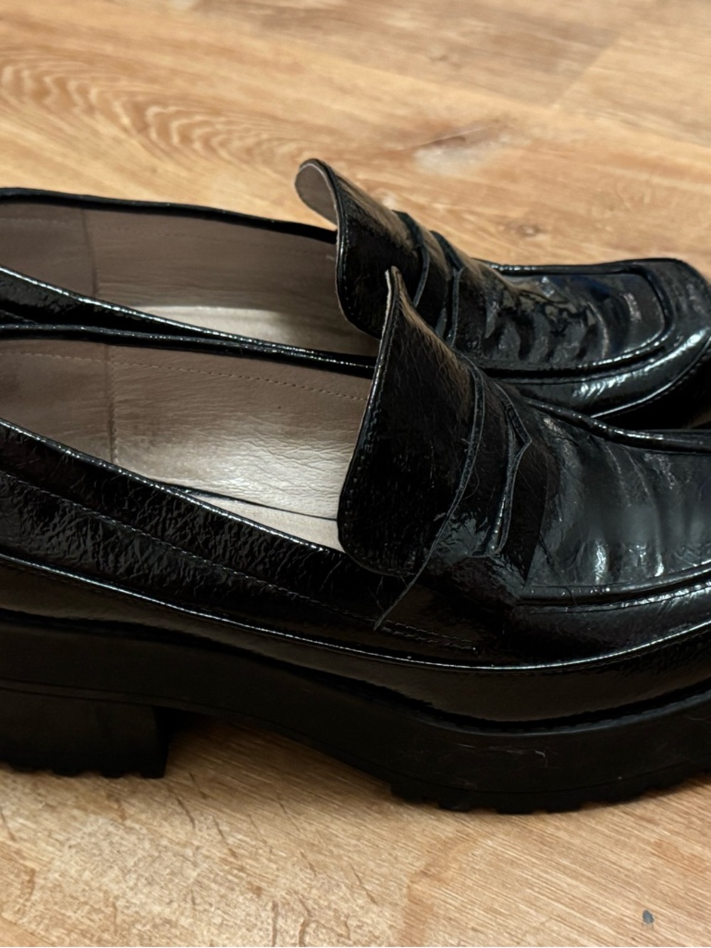 Gianni Bini Black Patent Leather Platform Loafers